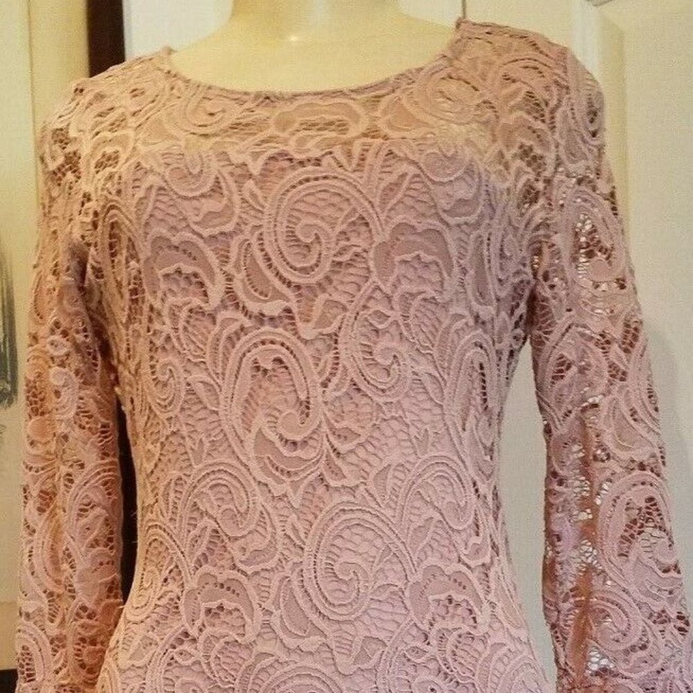 NWT!!! Women's/Junior's Crystal Doll Vintage Blush Overlay Lace Dress- Size M